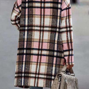 Checkered Wool Shacket Coat - QH Clothing