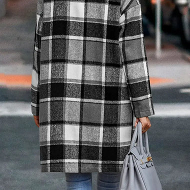 Checkered Wool Shacket Coat - QH Clothing