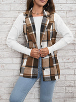 Plaid Single Breasted Vest Coat - Clothing