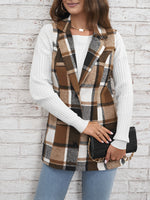 Plaid Single Breasted Vest Coat - Clothing