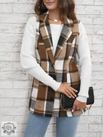 Plaid Single Breasted Vest Coat - Clothing