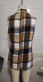 Plaid Single Breasted Vest Coat - Clothing