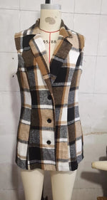 Plaid Single Breasted Vest Coat - Clothing