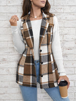 Plaid Single Breasted Vest Coat - Clothing