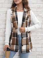 Plaid Single Breasted Vest Coat - Clothing