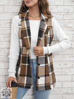 Plaid Single Breasted Vest Coat - Clothing