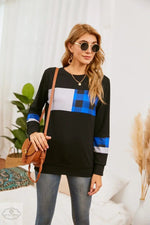 Plaid Stitching Block Colour Sweater - Quality Home Clothing| Beauty