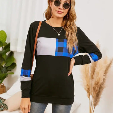 Plaid Stitching Block Colour Sweater - Quality Home Clothing| Beauty