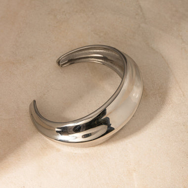 Platinum simple and elegant geometric shape with concave and convex design open bracelet - QH Clothing