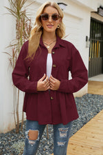 Loose Corduroy Shacket for Women - QH Clothing