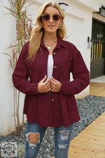 Loose Corduroy Shacket for Women - QH Clothing