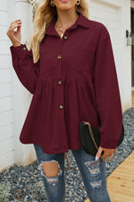 Loose Corduroy Shacket for Women - QH Clothing