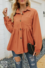 Loose Corduroy Shacket for Women - QH Clothing