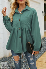 Loose Corduroy Shacket for Women - QH Clothing