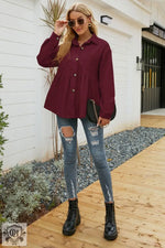 Loose Corduroy Shacket for Women - QH Clothing