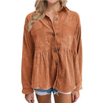 Loose Corduroy Shacket for Women - QH Clothing