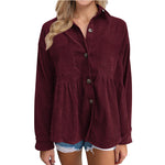 Loose Corduroy Shacket for Women - QH Clothing