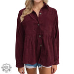 Loose Corduroy Shacket for Women - QH Clothing