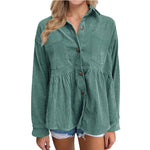 Loose Corduroy Shacket for Women - QH Clothing