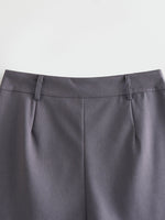 Gray High Waist Pleated Summer Shorts - QH Clothing