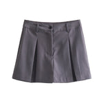 Gray High Waist Pleated Summer Shorts - QH Clothing