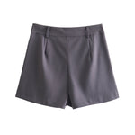 Gray High Waist Pleated Summer Shorts - QH Clothing