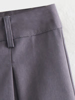 Gray High Waist Pleated Summer Shorts - QH Clothing