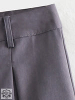 Gray High Waist Pleated Summer Shorts - QH Clothing