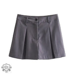 Gray High Waist Pleated Summer Shorts - QH Clothing