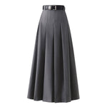 "Elegant High Waist Pleated Midi Skirt" - QH Clothing