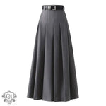 "Elegant High Waist Pleated Midi Skirt" - QH Clothing