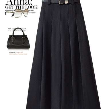 "Elegant High Waist Pleated Midi Skirt" - QH Clothing