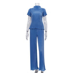 Pleated High Waist Trousers & Short Sleeve Top - Clothing