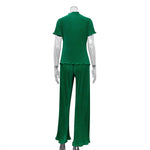 Pleated High Waist Trousers & Short Sleeve Top - Clothing