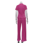 Pleated High Waist Trousers & Short Sleeve Top - Clothing