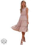 New Summer  Vest  Solid Color Pleated Wooden Ear Holiday Dress - Quality Home Clothing| Beauty