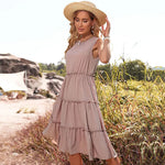 New Summer  Vest  Solid Color Pleated Wooden Ear Holiday Dress - Quality Home Clothing| Beauty