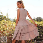 New Summer  Vest  Solid Color Pleated Wooden Ear Holiday Dress - Quality Home Clothing| Beauty