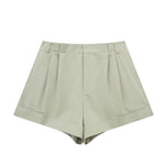 High Waist Pleated Wide Leg Shorts - QH Clothing