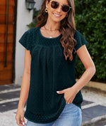 Women Summer Flying Sleeves Chiffon Shirt round Neck Dovetail Top T shirt - Quality Home Clothing| Beauty