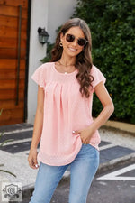 Women Summer Flying Sleeves Chiffon Shirt round Neck Dovetail Top T shirt - Quality Home Clothing| Beauty