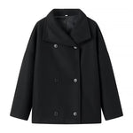 Polo Collar Double Breasted Wool Coat - QH Clothing