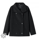 Polo Collar Double Breasted Wool Coat - QH Clothing