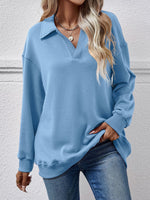 Fleece Polo Collar Pullover Women - QH Clothing