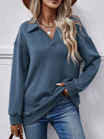 Fleece Polo Collar Pullover Women - QH Clothing