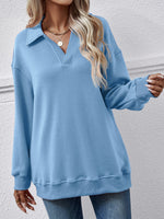 Fleece Polo Collar Pullover Women - QH Clothing