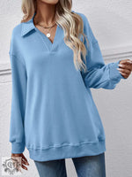 Fleece Polo Collar Pullover Women - QH Clothing