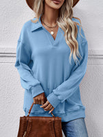 Fleece Polo Collar Pullover Women - QH Clothing