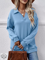 Fleece Polo Collar Pullover Women - QH Clothing