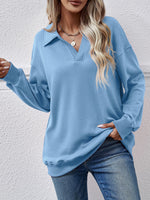 Fleece Polo Collar Pullover Women - QH Clothing